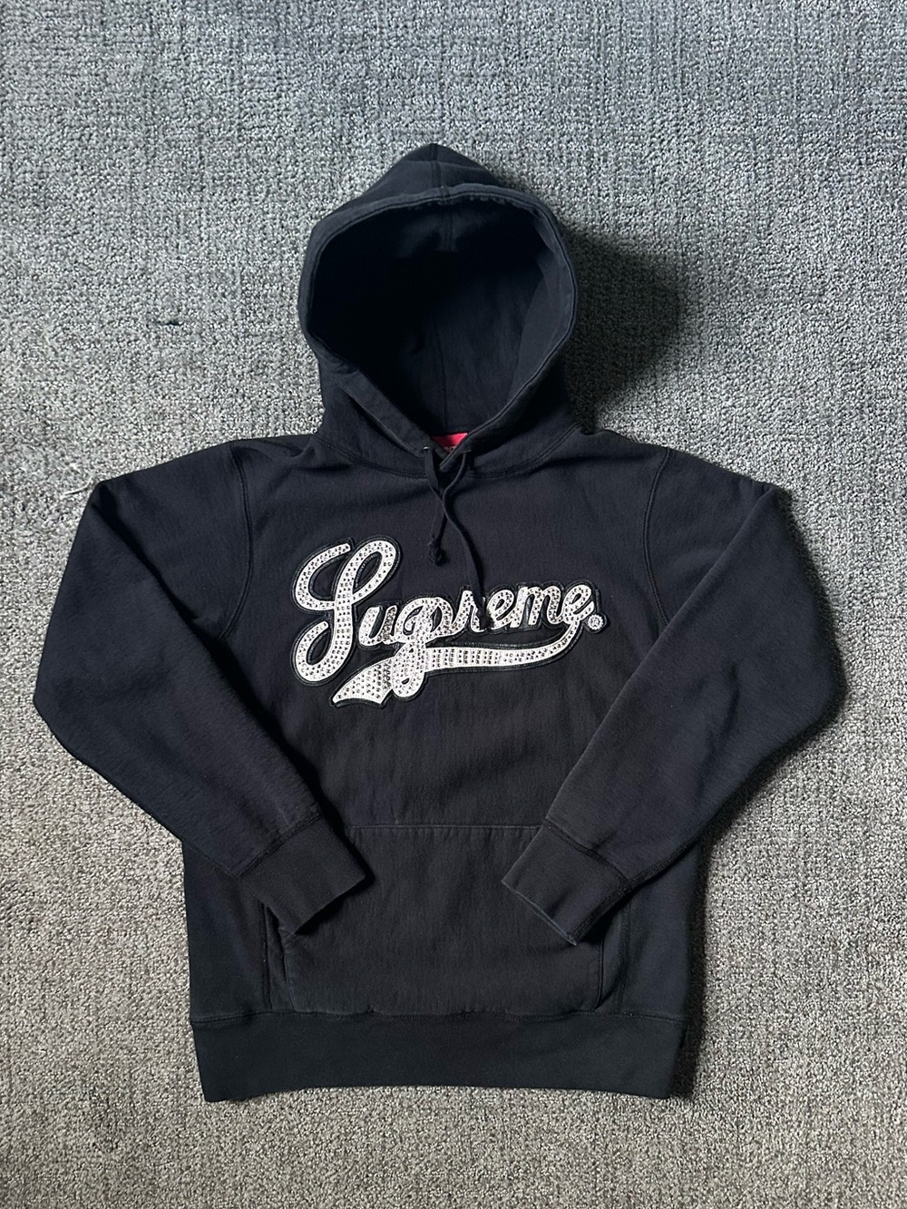 Supreme Black Script Logo Pullover Hoodie